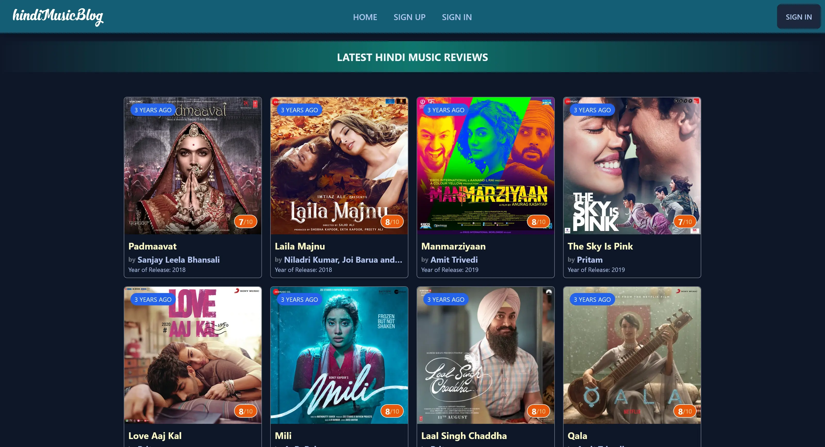 HindiMusicBlog website